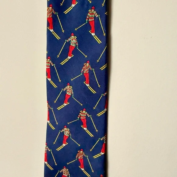 GAP Men's Navy Blue Ski Skiing Winter Pattern Silk Tie Vintage Throwback Retro - Picture 5 of 7
